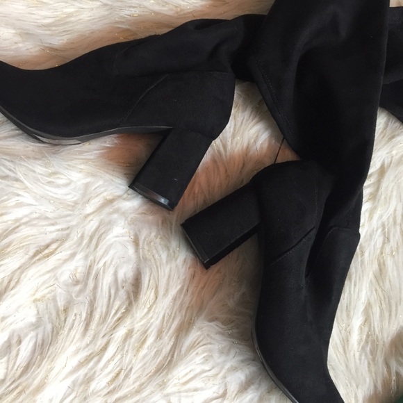 Lulus Tahlia Black Suede Over The Knee Boots - Picture 5 of 6